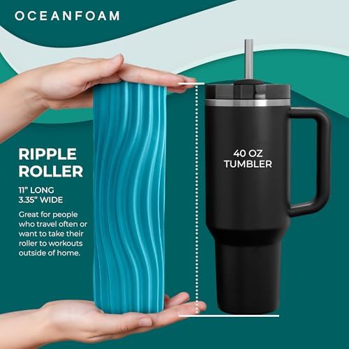 Oceanfoam Ripple Roller Small Foam Roller for Physical Therapy (Miami Blue)