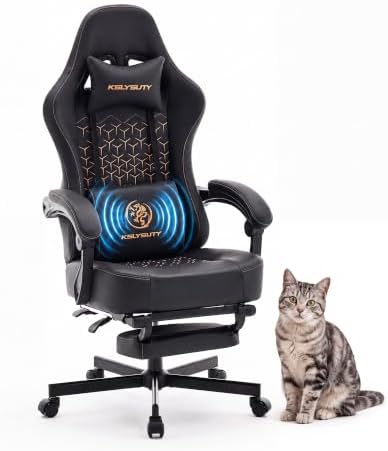 Mistpeople Gaming Chair, Ergonomic High Back Computer Chair with Footrest, Lumbar Support & Pocket Spring Cushion, Comfortable Swivel Home Office Desk Chair for Adults