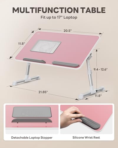Laptop Desk for Bed with Cooling Fan, Height & Angle Laptop Stand