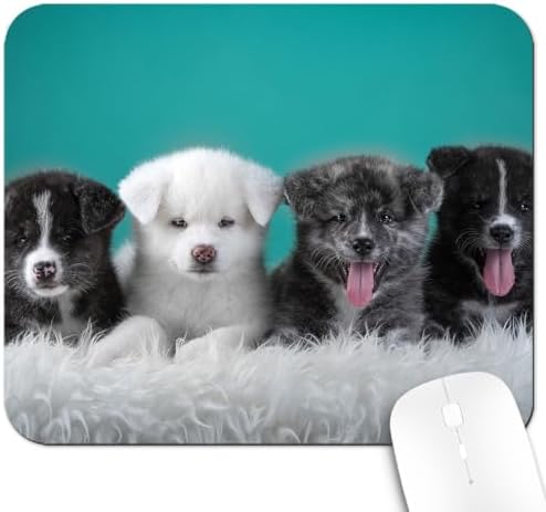 9.5x7.9 Inch Office/Gaming Mouse Pad, Lovely Fluffy Puppies Group Adorable Dogs Pets, Cute Anti-Slip Mat for Desk Decor