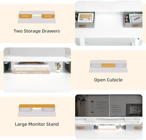 Claiks 48''*24'' Electric Standing Desk with Drawers, White