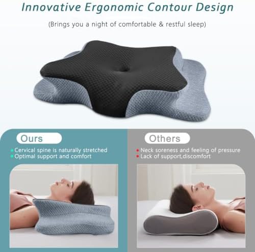 CHxxy Cervical Neck Pillow for Pain Relief Sleeping, Memory Foam Pillows