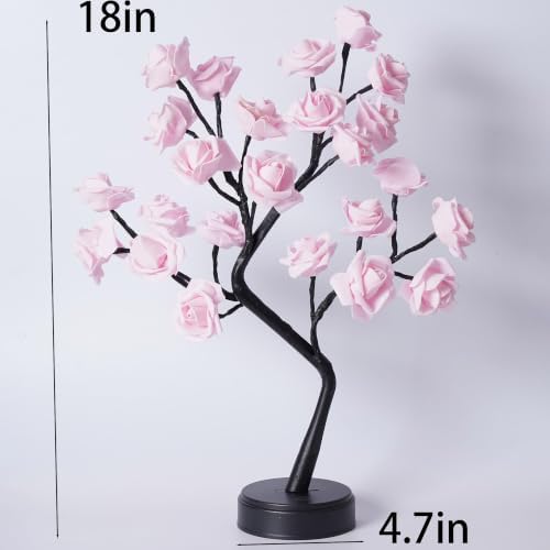 Rose Tree Lamp Flower Light with Pink Beads