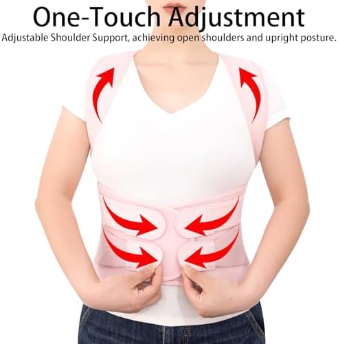Posture Corrector Back Brace for Women and Men Lightweight Adjustable Comfortable Back Straightener Support Helps Reduce (Pink, XX-Large)