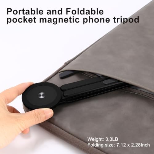 3-in-1 Portable Laptop Stand with Magnetic Phone Holder, Black