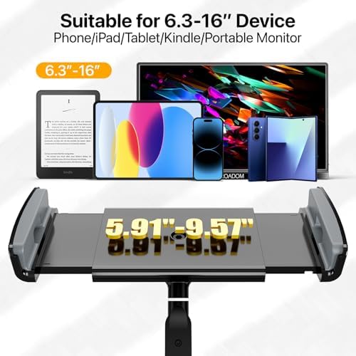 iPad Stand, Tablet Stand 360° Swivel, Aluminum Desk Mount 6.3-16", Black