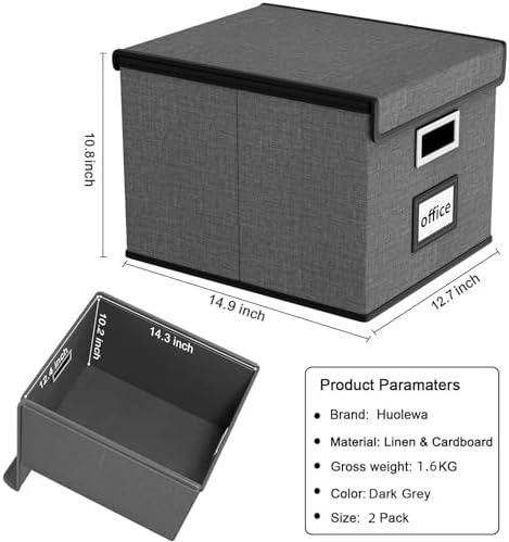 File Organizer Box with Lids, Collapsible File Folder Organizer