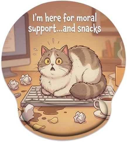 Britimes Ergonomic Mouse Pad with Wrist Support, Cat Coffee
