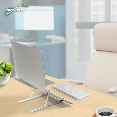 BoxWave Stand and Mount Compatible with Framework Laptop 12 - Compact QuickSwitch Stand, Portable Multi Angle Viewing Foldable Riser - Metallic Silver