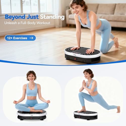 HTM Vibration Plate Exercise Machine, 9 Modes & 120 Speeds, Body Shake Plate with Resistance Bands Slot & Remote Control, Shake Board for Weight Loss Fat Burner Home Fitness Workout