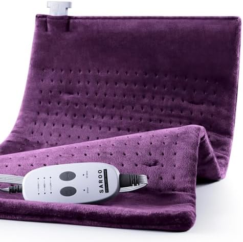 SAROO Massaging Weighted Heating Pad for Back Pain Relief,12"*24",Purple