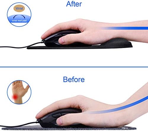 JIKIOU Ergonomic Mouse Pad with Gel Wrist Support, Comfortable Mousepad with Smooth Wrist Rest Surface and Non-Slip PU Base for Pain Relief Computer Laptop Office Home Black, 9.2 x 8.1 in (Pack of 3)