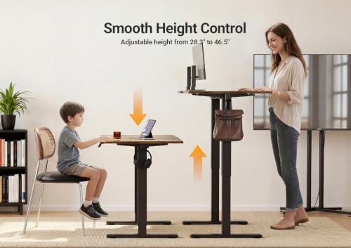 YDN Electric Standing Desk, 55x24 Inch, Rustic Brown