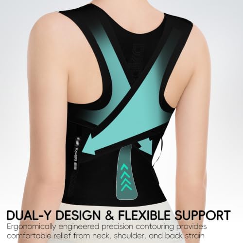 babaka Posture Corrector for Women and Men, Invisible Lightweight Adjustable Back Brace for Upper and Lower Back Pain Relief, Hunchback, Hump, Scoliosis, Thoracic, Spine Corrector Under Clothes (Black, Medium, Waist: 29''-35'')