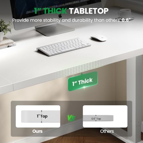 White 71x30 in Electric Standing Desk, 1 Inch Thick Tabletop