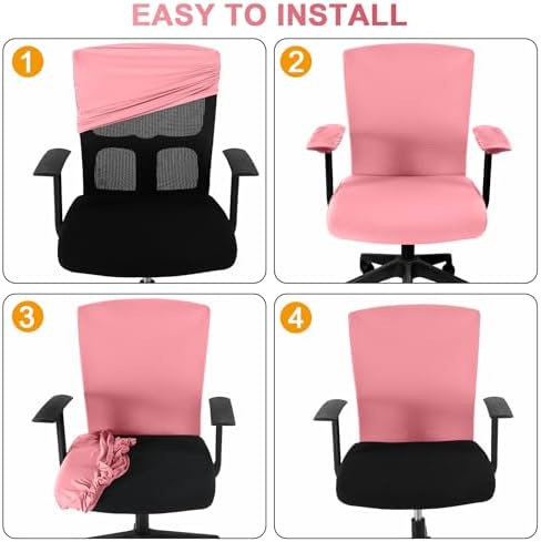 Tallew 4 Pcs Office Chair Covers Set Computer Universal Protective Stretchable Chair Seat Covers Desk Armrest Cover Slipcovers Pads Office Cushion Backrest for Rotating(Regular,Watermelon Pink)