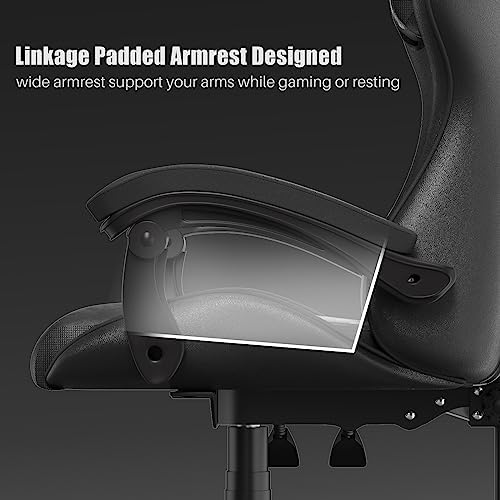 Racingreat Gaming Chair with Lumbar Support, Comfy Gamer Chairs Black