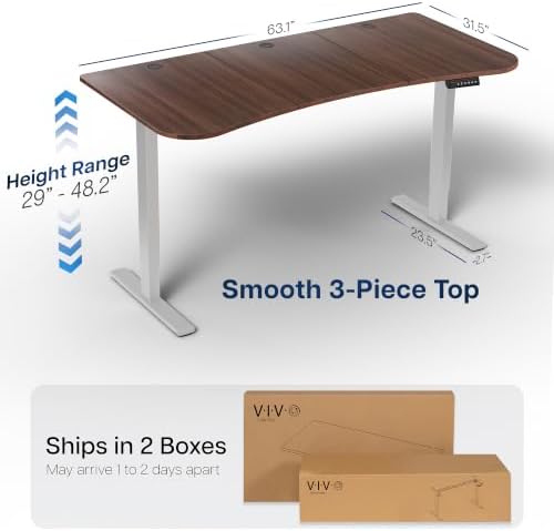 VIVO Dark Walnut 63 x 32 in Standing Desk, DESK-KIT-1G1D