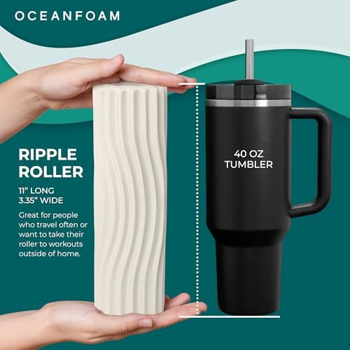 Oceanfoam Ripple Roller - Small Foam Roller for Physical Therapy (Natural)