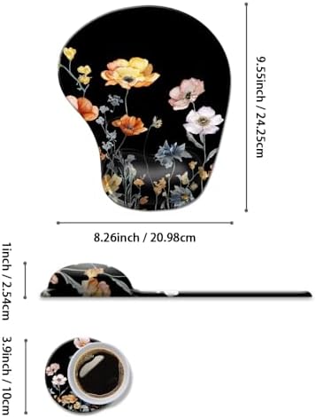 Ergonomic Mouse Pad with Wrist Rest,Comfortable Computer Gel Mouse Pad Wrist Support for Laptop,Pain Relief Mousepad with Non-Slip PU Base Cute Floral