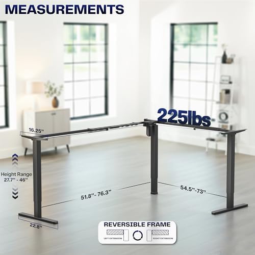 VIVO Black Electric Corner 3 Leg Standing Desk Frame, DESK-E384B