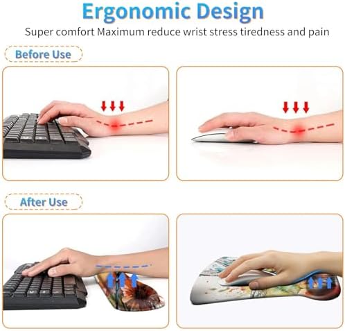 3Pcs Ergonomic Memory Foam Keyboard Wrist Rest Pad Set, Dragonfly