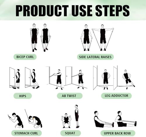 WHATAFIT Resistance Bands with Handles, 150 lb Exercise Bands Set
