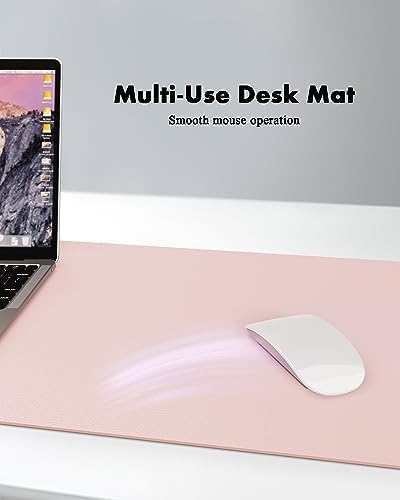 YSAGi Double-Sided Desk Pad, Leather Desk Mat, Eco Cork Desk Pad Protector, Large Mouse Pad for Desk, Waterproof Desk Blotter Pad, Desk Writing Pad for Office Work/Home(23.6"x13.7",Pink+Cork)