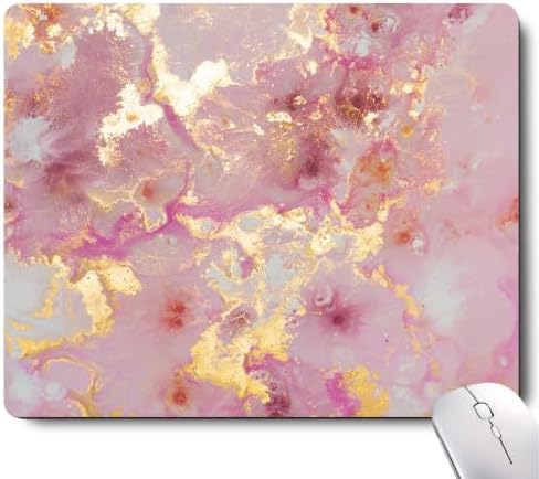 Pink Golden Marble Mouse Pad Customized Premium Textured Washable Desktop Protection Mouse Mat with Non-Slip Rubber Base