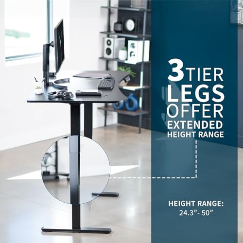 VIVO Black Carbon Fiber 63 x 32 in Standing Desk, DESK-KIT-2B1R