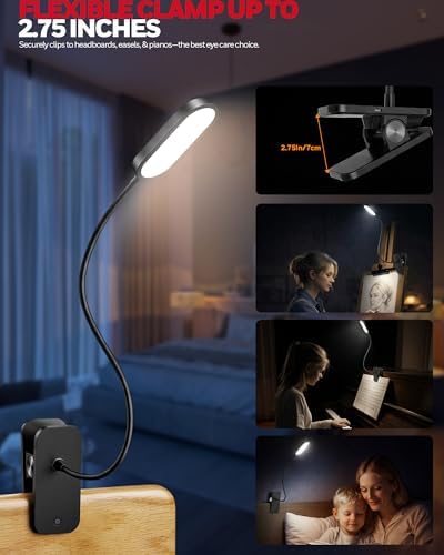 Honeywell Clip On Reading Light, Rechargeable Gooseneck CRI95 4000K Dimming