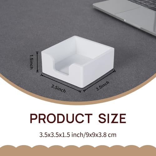 Concrete Sticky Note Holder for 3x3″ Notes - Cement Self-Stick Note Memo Pad Holder Notepad Dispenser Organizer - Modern Desk Accessory for Office & Home, White