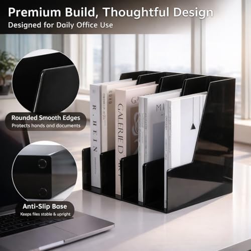 CiWiVOKi Vertical Magazine File Holder, 4 Pack, Black