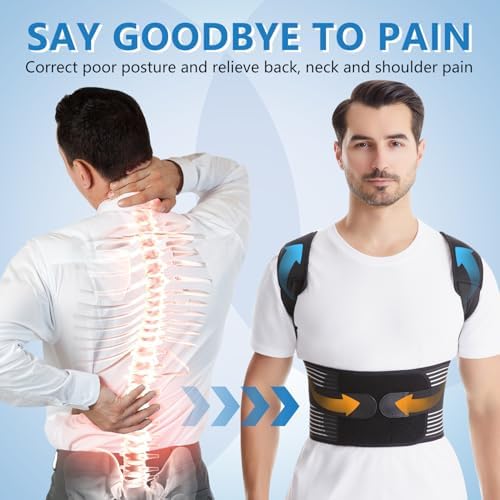 Back Brace Posture Corrector for Women & Men, Shoulder Straightener， Improve Posture Lumbar， Adjustable Full Back Support， Hunchback Correction, Upper and Lower Back Pain Relief, Scoliosis, Spine Corrector (X-Large)