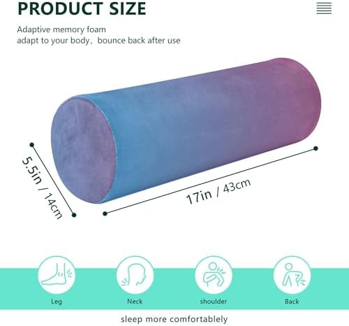 Round Bolster Pillow Cervical Neck Roll Pillow Round Pillows Decorative Throw Pillows Cylinder Cover Neck Support Pillow Blue Gradient Design