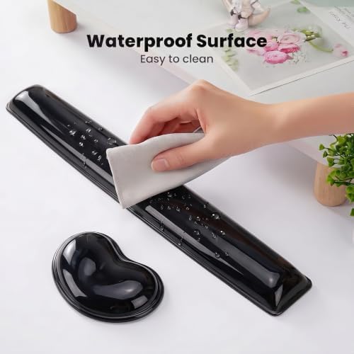 Gel Keyboard & Mouse Wrist Rest Set - Keyboard Wrist Rest Pad & Mouse Support for Office Gaming Pad Computer Laptop Ergonomic Comfortable Pain Relief- Pad Set (Black Pad Set)