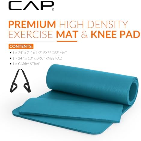 CAP Barbell 1/2-Inch High Density Exercise Yoga Mat with Strap | Multiple Options