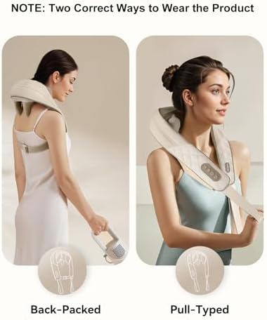 Snailax Cordless Neck & Shoulder Massager with Kneading, Heat, USB-C