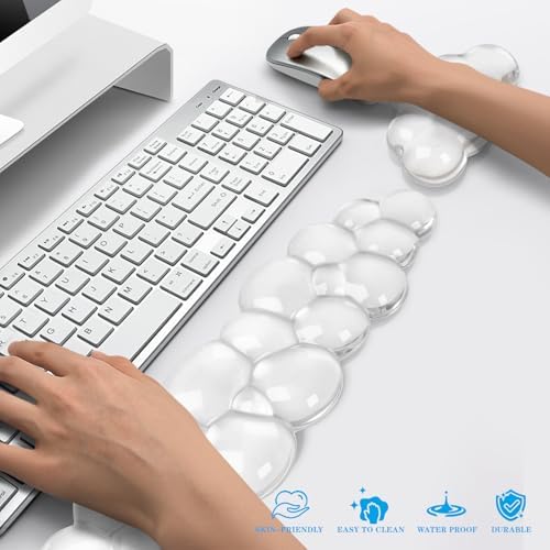 Gel Cloud Keyboard and Mouse Wrist Rest, Cute Wrist Support and Arm Support Keyboard Rest for Keyboard and Mouse Typing Pain Relief，Suitable for Office/Computer/Laptop/Gaming（White）