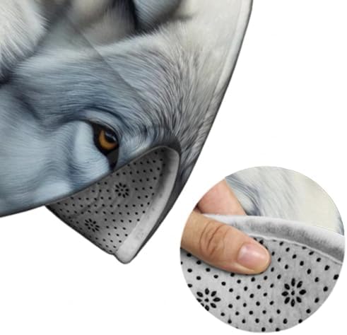 Women's Large Home Decor Mat, Soft Round Yoga Carpet, Non Slip Machine Washable Home Office Circle Rug Wolves
