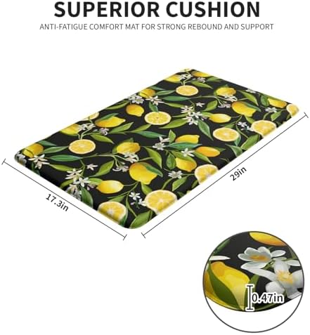 Lemon Kitchen Decor Kitchen Mat, Cushioned Anti Fatigue, Non-Slip