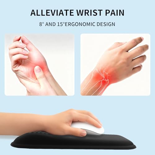 Ergonomic Mouse Pad with Wrist Rest Set, Super Soft Memory Foam Relief-Pain for Computer Keyboard, Non-Slip Arm Palm Rests Cushion PU Base for Office and Home (Classic Gray)