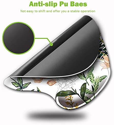 Ergonomic Mouse Pad with Wrist Support, Cute Mouse Pads with Non-Slip PU Base for Home Office Working Studying Easy Typing & Pain Relief Beautiful Floral