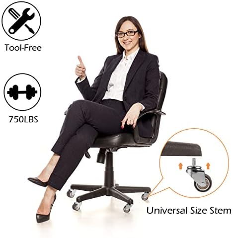 W B D WEIBIDA Office Chair Wheels, Heavy Duty Rubber Chair Casters Replacement, 2 Inch Gaming, Computer, Desk Chair Wheels for Hardwood Floors and Carpet Set of 5