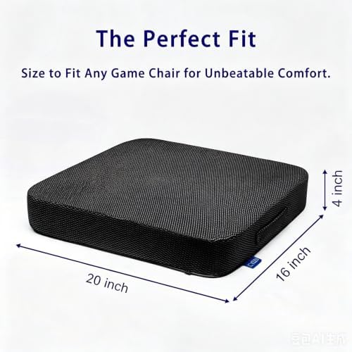 Ifoam Gel Infused Memory Foam Layer Wheelchair Cushion - Seat Cushion for Wheelchair-Office Chair, Kitchen Chair-Pressure Sore and Tailbone Pain Relief-High Dense Polyfoam Base (Black, 20×16×4 inch)