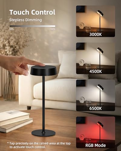 EZVALO Cordless Lamp, Rechargeable Table Lamp, Battery Operated