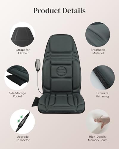 Heycool Back Massager with Heat, 10 Motors Vibration Pad for Office Chair