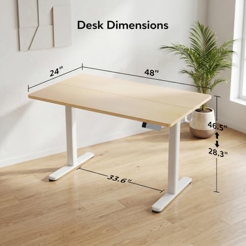 Claiks Electric Standing Desk 48x24 Inch Adjustable Desk, Nature