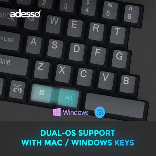 Adesso EasyTouch 150 Wired Mechanical Keyboard, Integrated Palm Rest