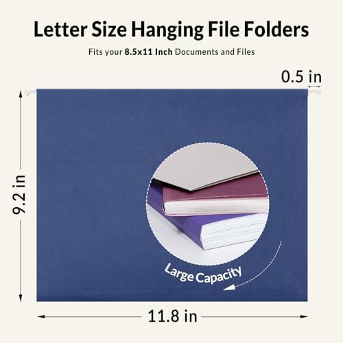 SUNEE Hanging File Folders Vintage Colors, 25 Pack Letter Size File Folders with 1/5-cut Tabs, Stay Organized for Your Home and Office Bulk File and Documents
